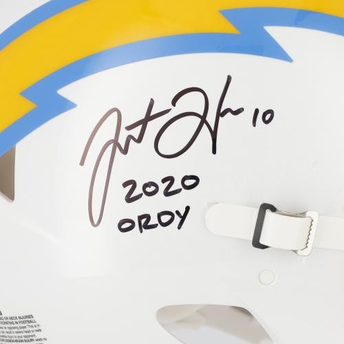 Justin Herbert Chargers Signed Auth. Helmet with "2020 NFL ROY" Insc - Picture 2 of 2