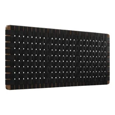 Pemberly Row Weave Wall-Mount Vegan Leather Queen Headboard in Walnut Black