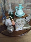 vintage avon and m&s perfume bottles milk glass blue green glass bell