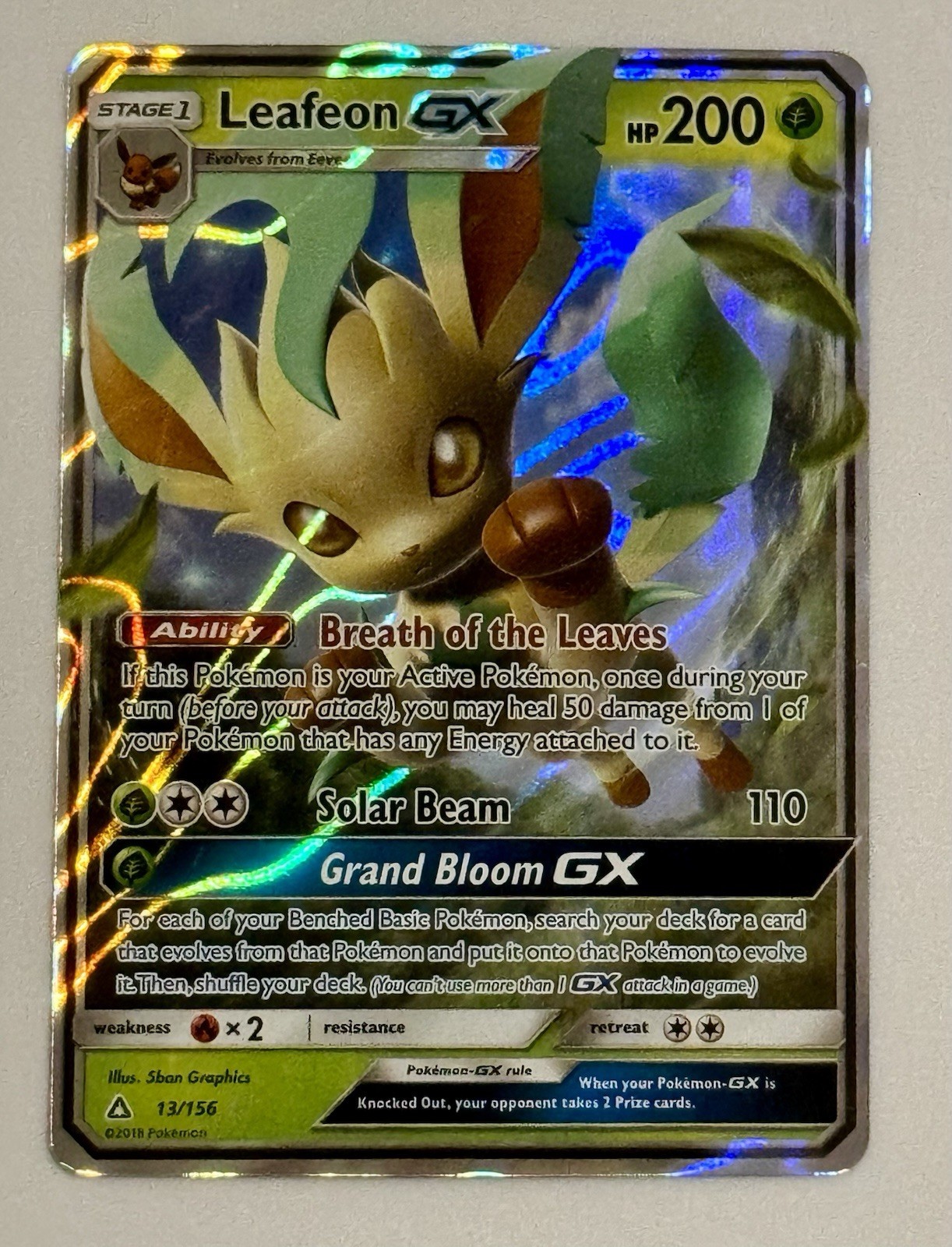 Leafeon GX 13/156 SM Ultra Prism Holo Ultra Rare ENG