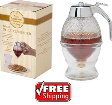 Mrs. Anderson's Baking Syrup Honey Dispenser, Glass with Storage Stand, 8-Ounce