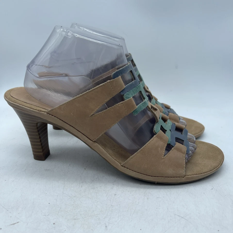 Aerosoles para mujer espumosos marrón/azul/verde con tiras tacón de gatito sin cordones talla 9,5 M Foto 2 de 4