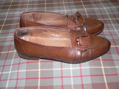 San Remo Brown Leather Kiltie Tassel Loafers, Italy, Size  display picture 1