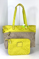 Coach Weekender Tote Bag Getaway Signature Nylon Beige F77560 Packable B2U