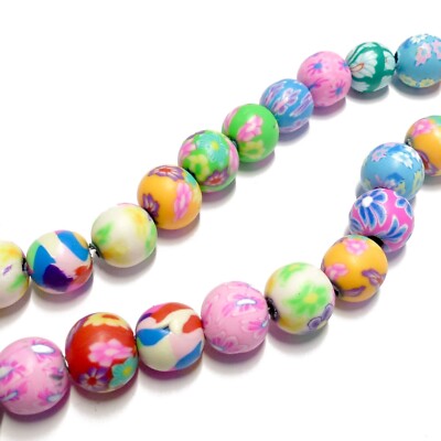 Perlen aus Polymer Clay ''Fimo'' 12 mm Millefiori Bunt 34 Stück nenad-design AN501