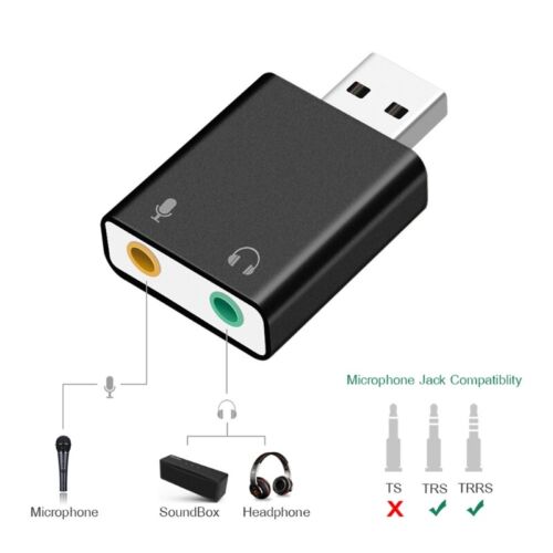 Aluminum Trs Microphone To USB 2.0 Stereo External Sound Card Adapter USB Input - Picture 4 of 9