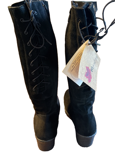 MAXINE OF CANADA NEW LADIES BLACK SUEDE RAIN SNOW BOOTS SHOES WEDGE 8.5 PIERRE - Picture 5 of 8