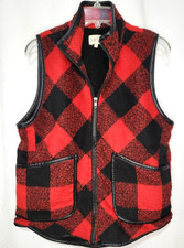 Jolt Vest Women Medium Red/black Plaid Fleece Zip Up Pockets Cabincore Outdoor