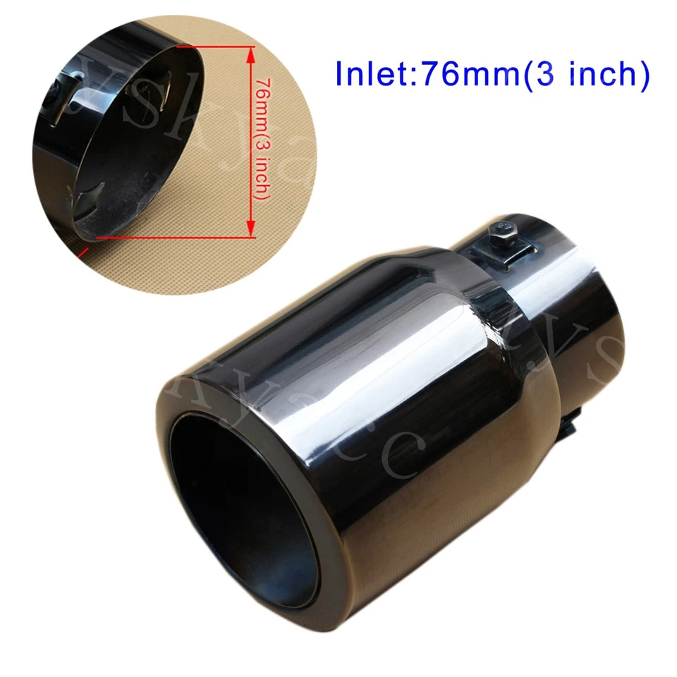 AutoThroat Trim Titanio Negro 3" 76mm Entrada Tubo Trasero Silenciador Punta Escape Trasero Foto 2 de 4