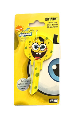 Sponge Bob Shape  Key Blank House Key Kw1, KW11 Kwickset 3D Painted Blank