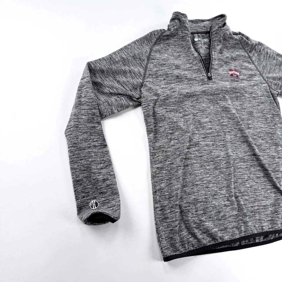 Camisa Pullover Mississippi State Bulldogs MSU Mujer Pequeña Gris 1/4 Cremallera Foto 2 de 4
