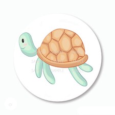 30 Soo Cute Sea Turtle Scrapbook Stickers 1.5" Round Envelope Seals Labels