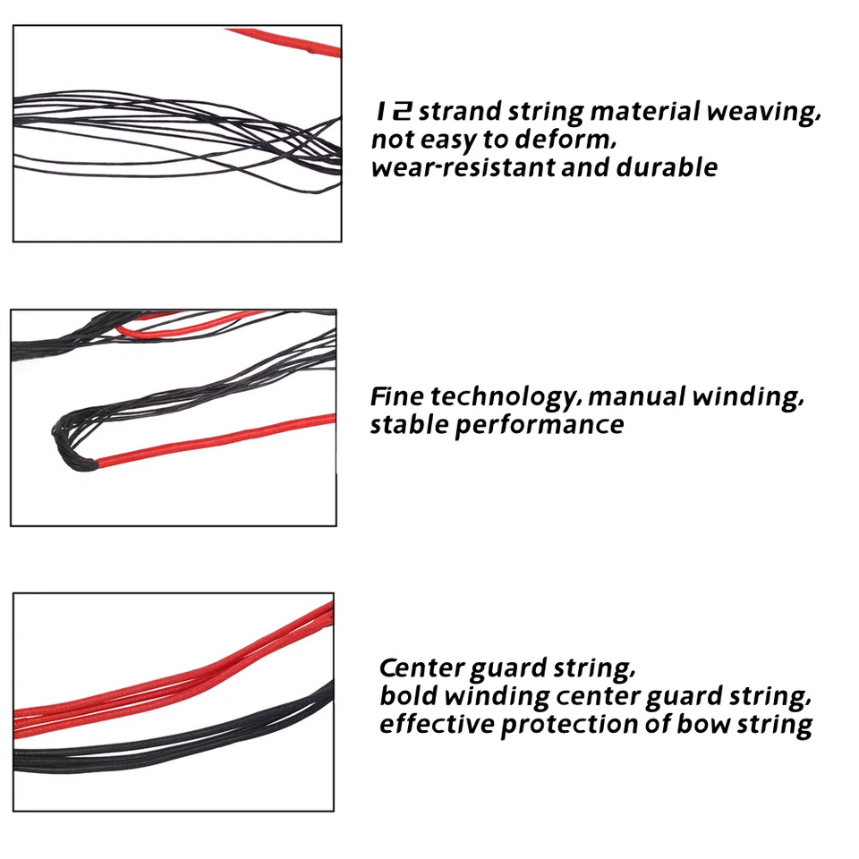 Recurve Bow Bowstring 12 Strands 58''-70'' Longbow Archery Hunting Bow String - Image 4 of 4