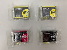 New Genuine Epson 88 Ink Black Yellow Magenta Sealed Bags Lot of 4 Expired