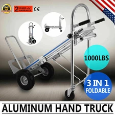 3 In 1 Aluminum Hand Truck Dolly 1000lbs Stair Climbing Cart Folding Trolley