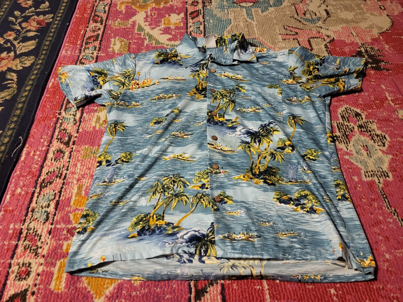 FILA Camicia uomo L Kennnington taglia L blu tropicale abbottonata manica corta canottaggio