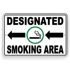 Designated Smoking Area Arrows Left Metal Sign Or Decal 6 Sizes Spp002