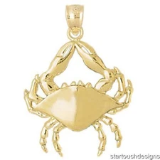 New 14k Gold Crab Pendant