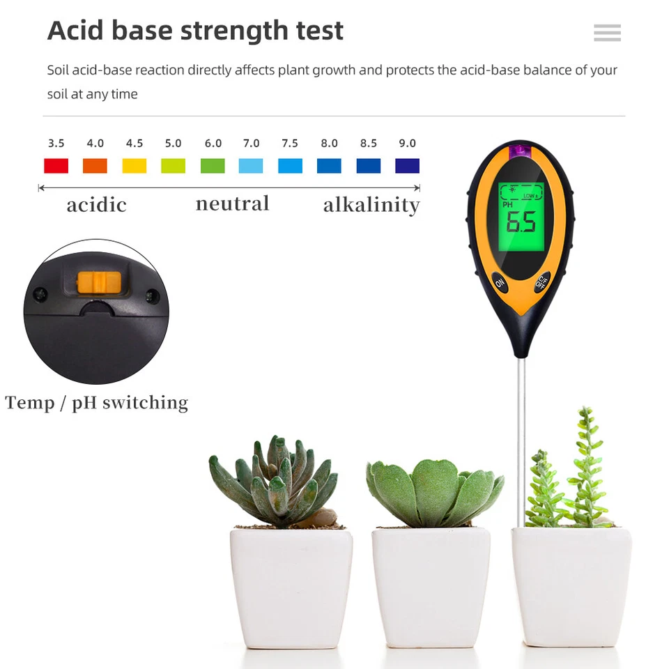 4 IN 1 Digital PH Meter Soil Tester Kit Sunlight Moisture Temperature Measuring - Image 2 of 4