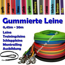 Gummierte Leine Hundeleine Sportleine Mantrailing Schleppleine gummiert GENÄHT !