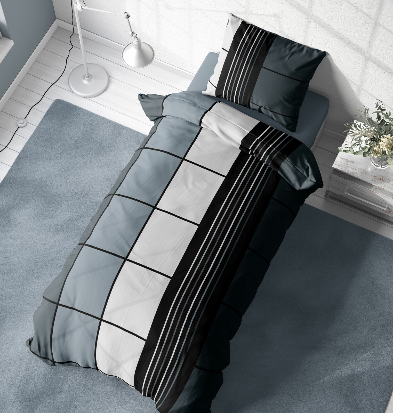 Bettwäsche Mikrofaser Garnituren Bettbezüge modern mit Reißverschluss