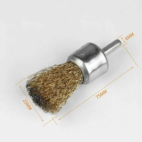 25 Mm Rotary Drill Wire Brush Brass Wheel Cup Metal Twisted Pencil Sanding Rust - Picture 6 of 12