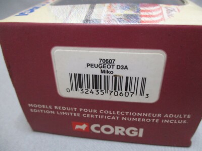 Corgi Heritage 1/43 – Peugeot D3A Glaces MIKO – Métal – Réf 70607 – Très Bon État