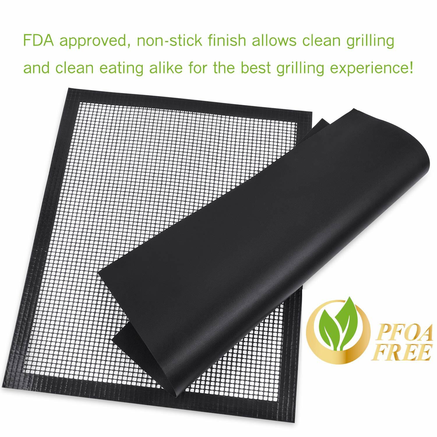 DAT NonStick BBQ Grill Mat 4 Pack, 2 Grill Mats 2 Grill Meshes, 15.75