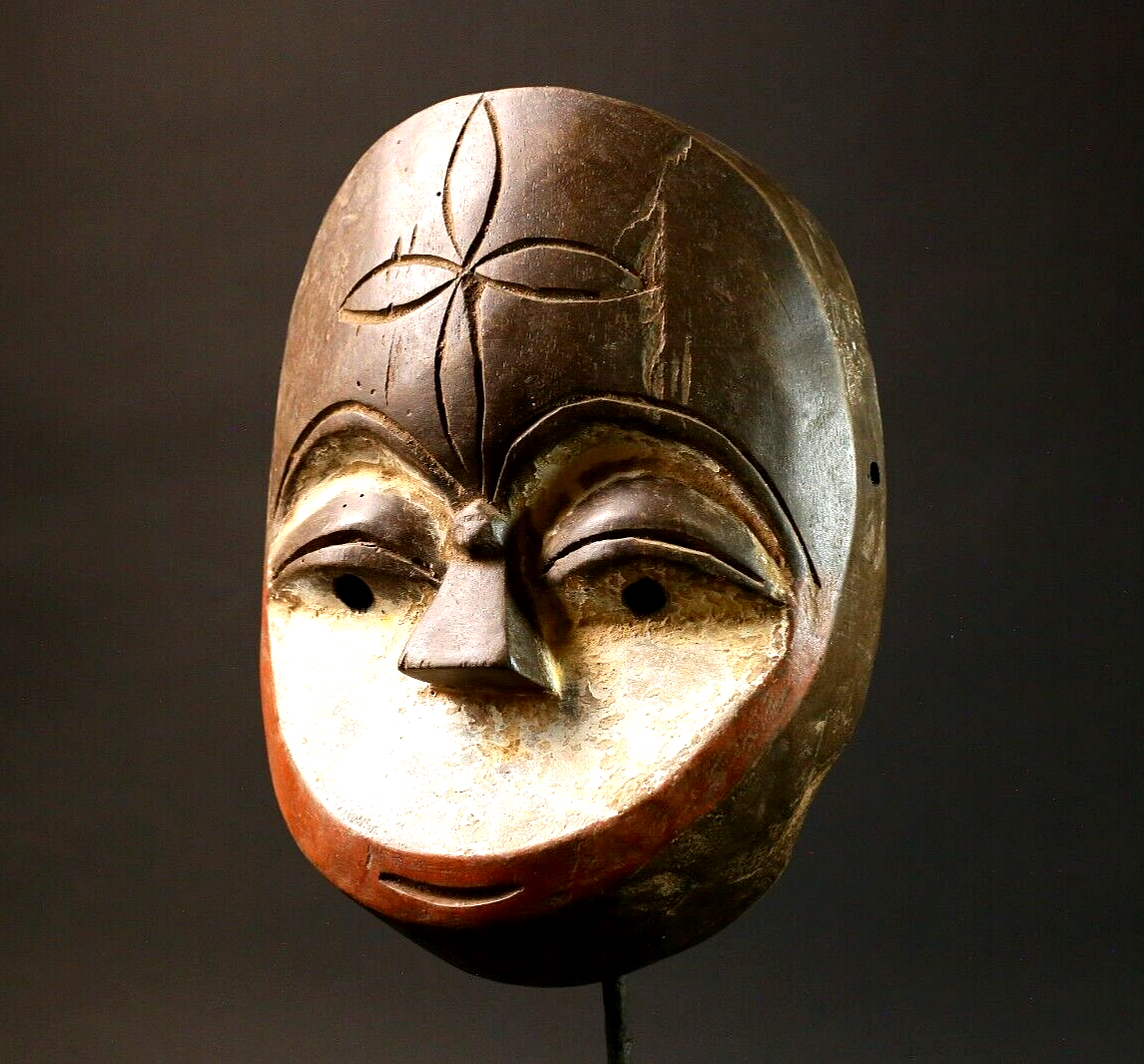 African Handmade Lega Tribal Mask Art Decor for Cultural Wall
