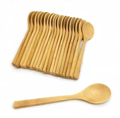 20 Pack Bamboo Spoons for Eating Mixing Stirring Matcha Tea Scoop 3805x20 - Picture 1 of 6