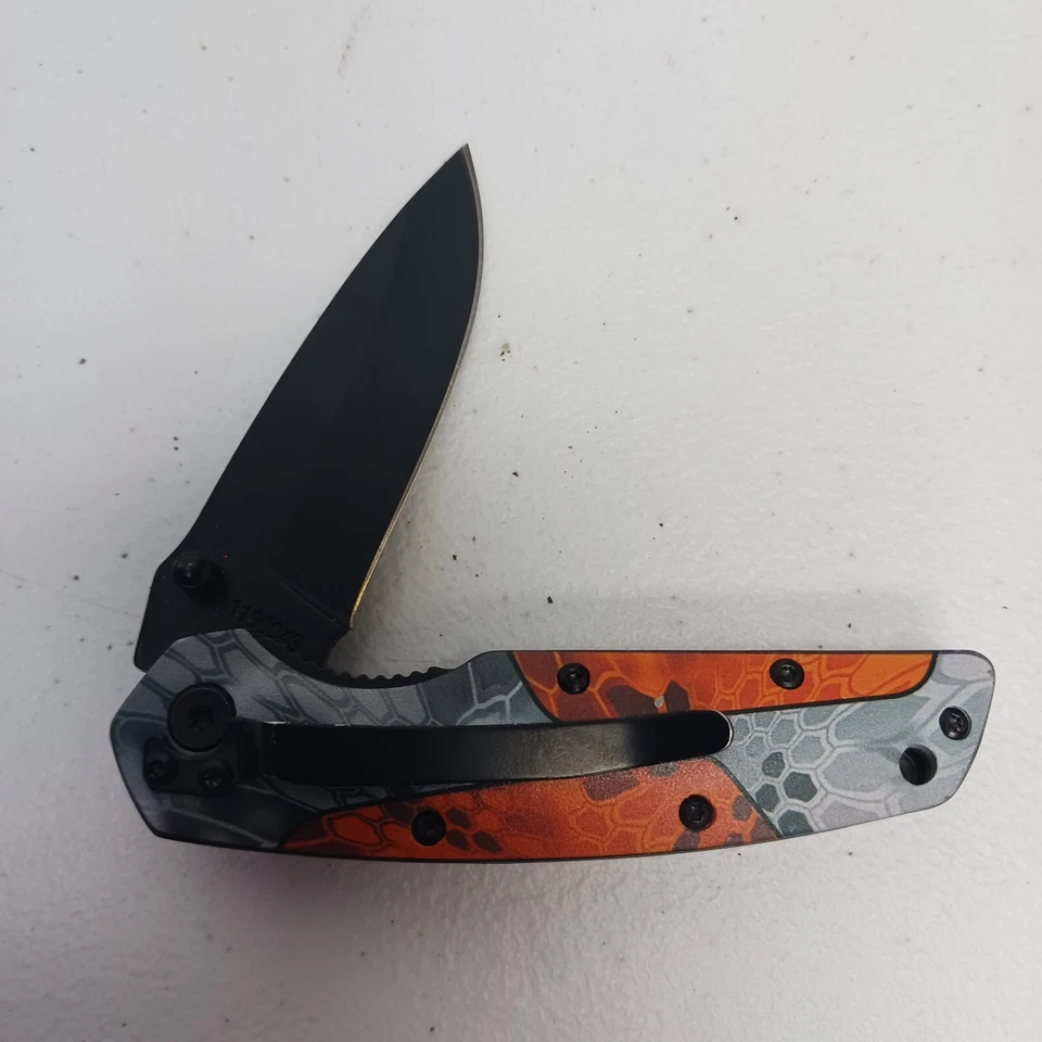 Navaja de Bolsillo Plegable Schrade Old Timer Linerlock Naranja Camuflada con Clip 4" Cerrada Foto 2 de 4