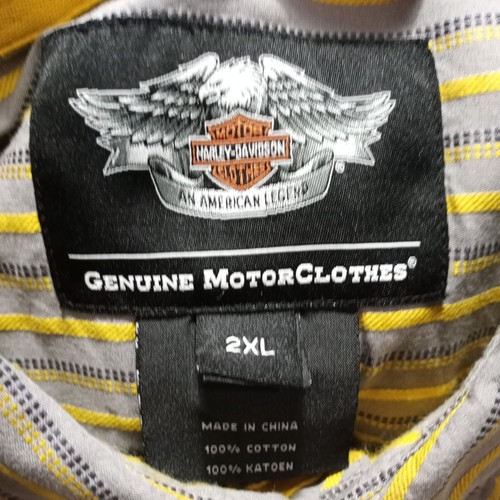 Harley-Davidson Langarm Hemd mit Stickerei Knopfleiste Herren Gr. XXL Grau Gelb  - Bild 2 von 12