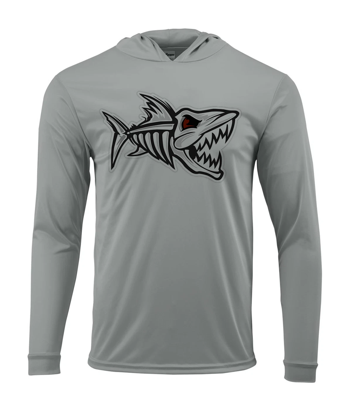 Angry Fish Bones UV Protected UPF 50 Long Sleeve T-Shirt Fishing Hooded Hood