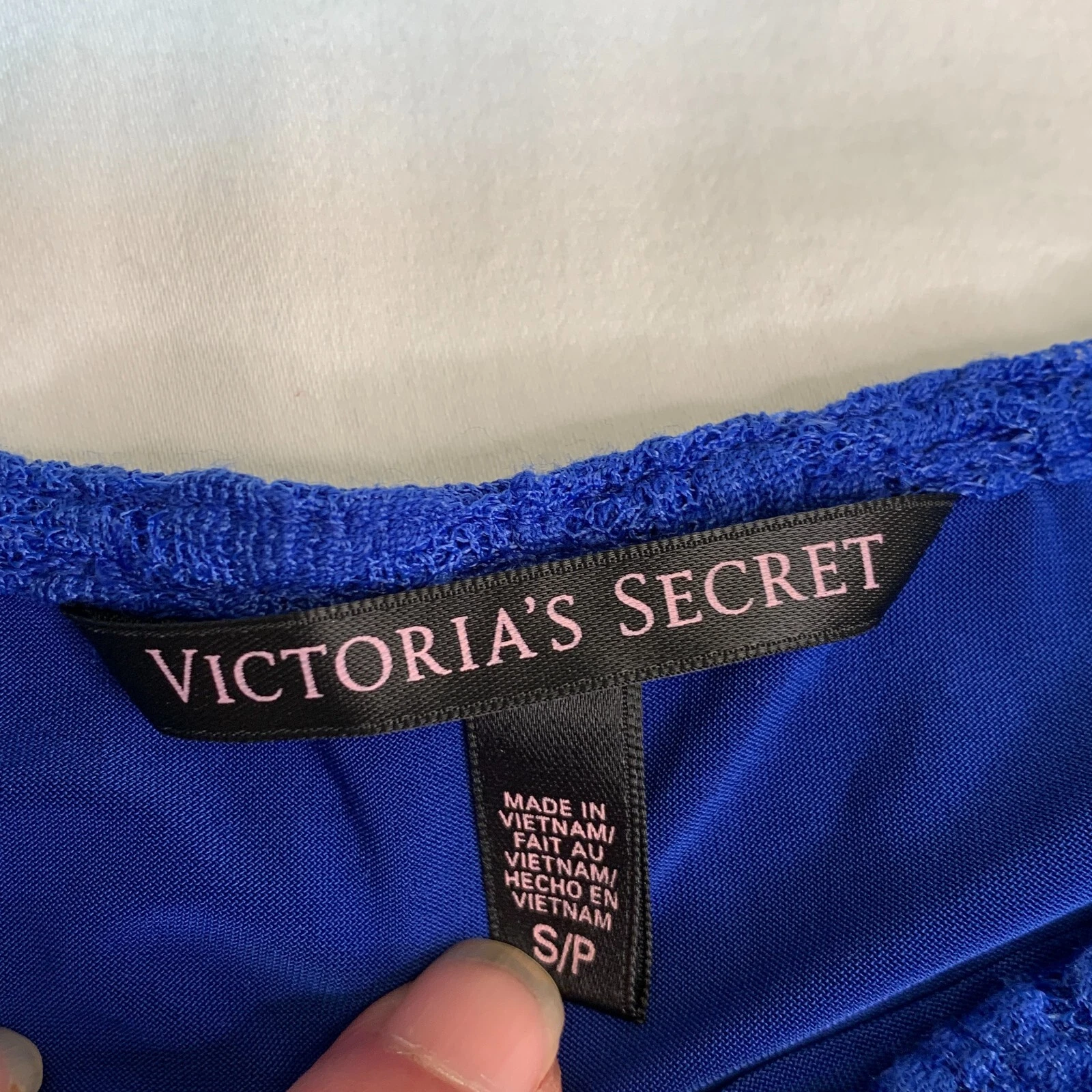 UNDERCOVER Abito Victoria Secret blu royal foderato in pizzo manica corta con gonna svasata S P