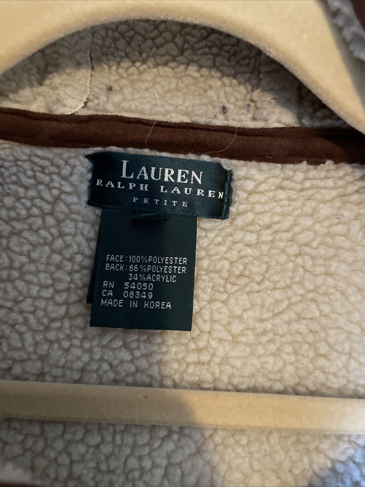 Ralph Lauren "Lauren" Women's Brown Hooded Jacket Vest w/ Sherpa Lining