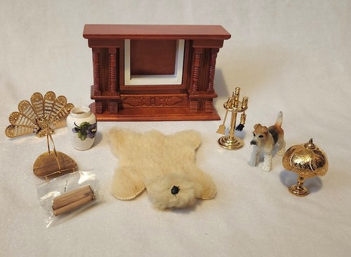 Dollhouse Furniture Couch Chairs Figure and Fireplace - Picture 2 of 11