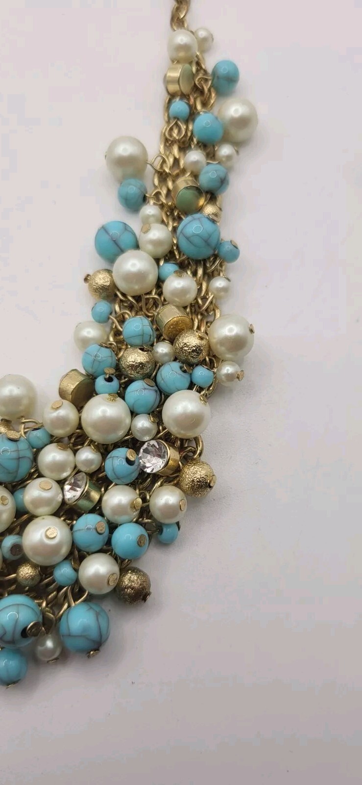 Pearl Cluster Statement Necklace Robin's Nest Blu… - image 8