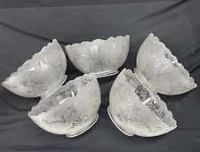 Set 5 Figural Antique Vtg Art Nouveau Victorian Deco Glass Lamp Shade Gas Oil 4"