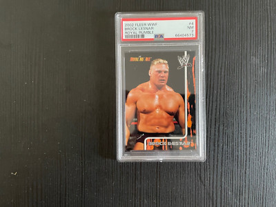 2002 Fleer Brock Lesnar Rookie Card WWE Royal Rumble #4 PSA 7 NM