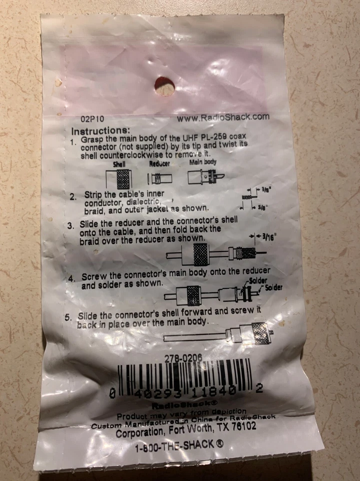 Radio Shack UG-175 Reducer/Adapter (2-Pack) for RG-58 coaxial cables 2780206 New - Image 3 of 4