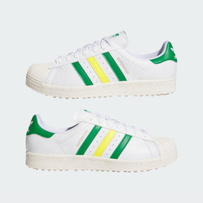New adidas Superstar SL Golf Shoes White/Green/Yellow IH8533 