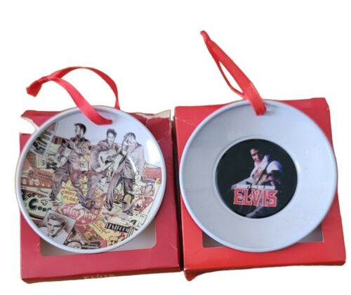 ELVIS PRESLEY vintage Ornaments Set Of 2 New In Box - Picture 1 of 5
