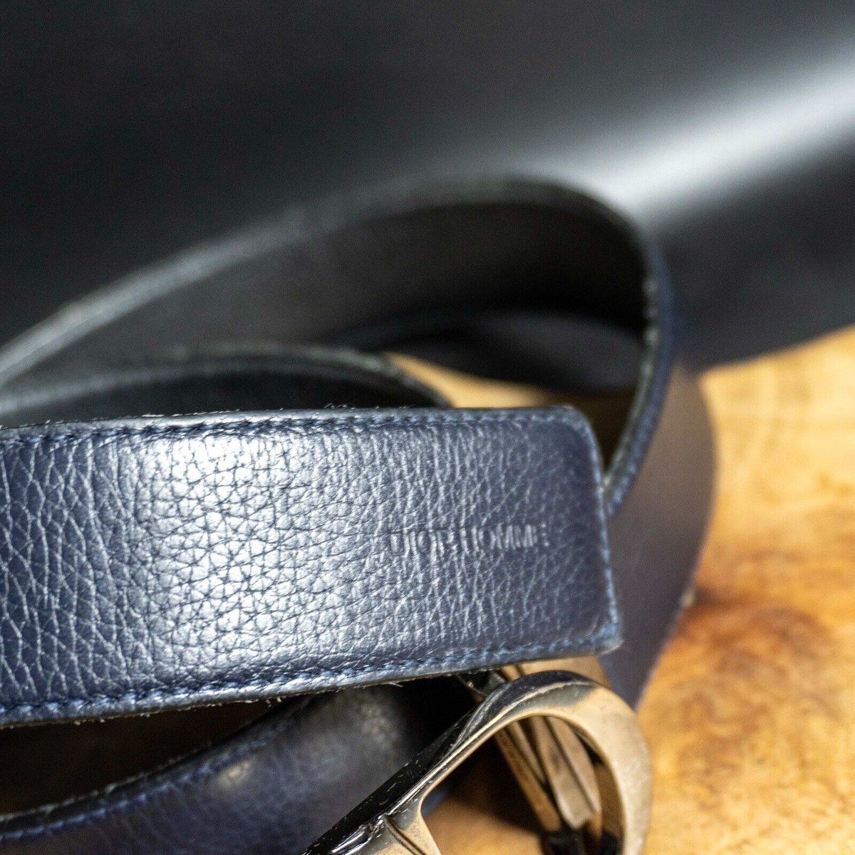 Dior Homme Mens Belt Leather CD Logo Buckle Belt Authentic Black