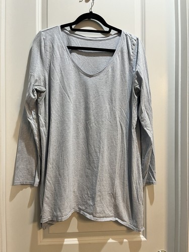 J Jill Pure Jill Tunika hoher/niedriger Saum U-Ausschnitt 3/4 Ärmel hellblau Large Tall