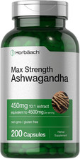 Ashwagandha Max Strength 4500mg Eq  200 Capsules  with Black Pepper  Non-GMO 
