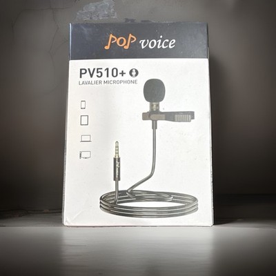 PoP voice PV510+ Clip-On Lavalier/Lapel Microphone, Wired 3.5mm TRRS Black