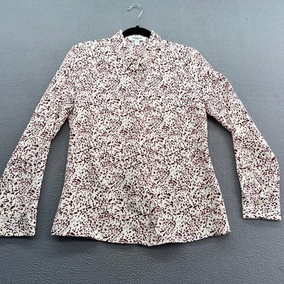 Express Shirt Women's S Portofino Long Sleeve Leopard Print Button Up Blouse