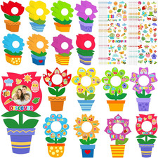 96 Pcs Spring Picture Frame Crafts DIY Handprint Flower Pot Keepsake Set