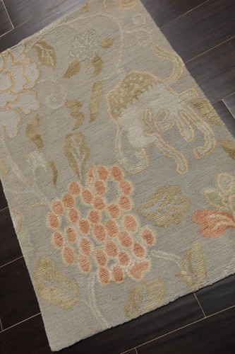 Tibetan Wool & Silk Transitional 2' x 3' Hand Knotted Oriental Area Rug Gray - Picture 4 of 5