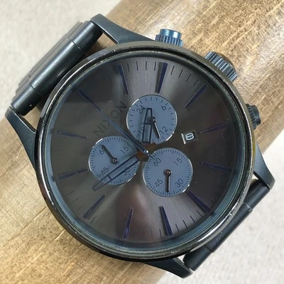Reloj Nixon The Sentry Cronógrafo Hombre Moda Tono Negro Cuarzo Analógico 42mm 7 1/4" - Imagen 1 de 4